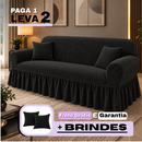 [LEVE 2 PAGUE 1] Capa de Sofá Florence em Algodão com Saias Laterais + 2 Almofadas Inclusas