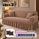 [LEVE 2 PAGUE 1] Capa de Sofá Florence em Algodão com Saias Laterais + 2 Almofadas Inclusas