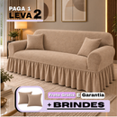 [LEVE 2 PAGUE 1] Capa de Sofá Florence em Algodão com Saias Laterais + 2 Almofadas Inclusas